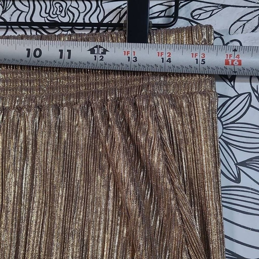 Topshop Gold Pleated Midi Skirt - Picture 3 of 7